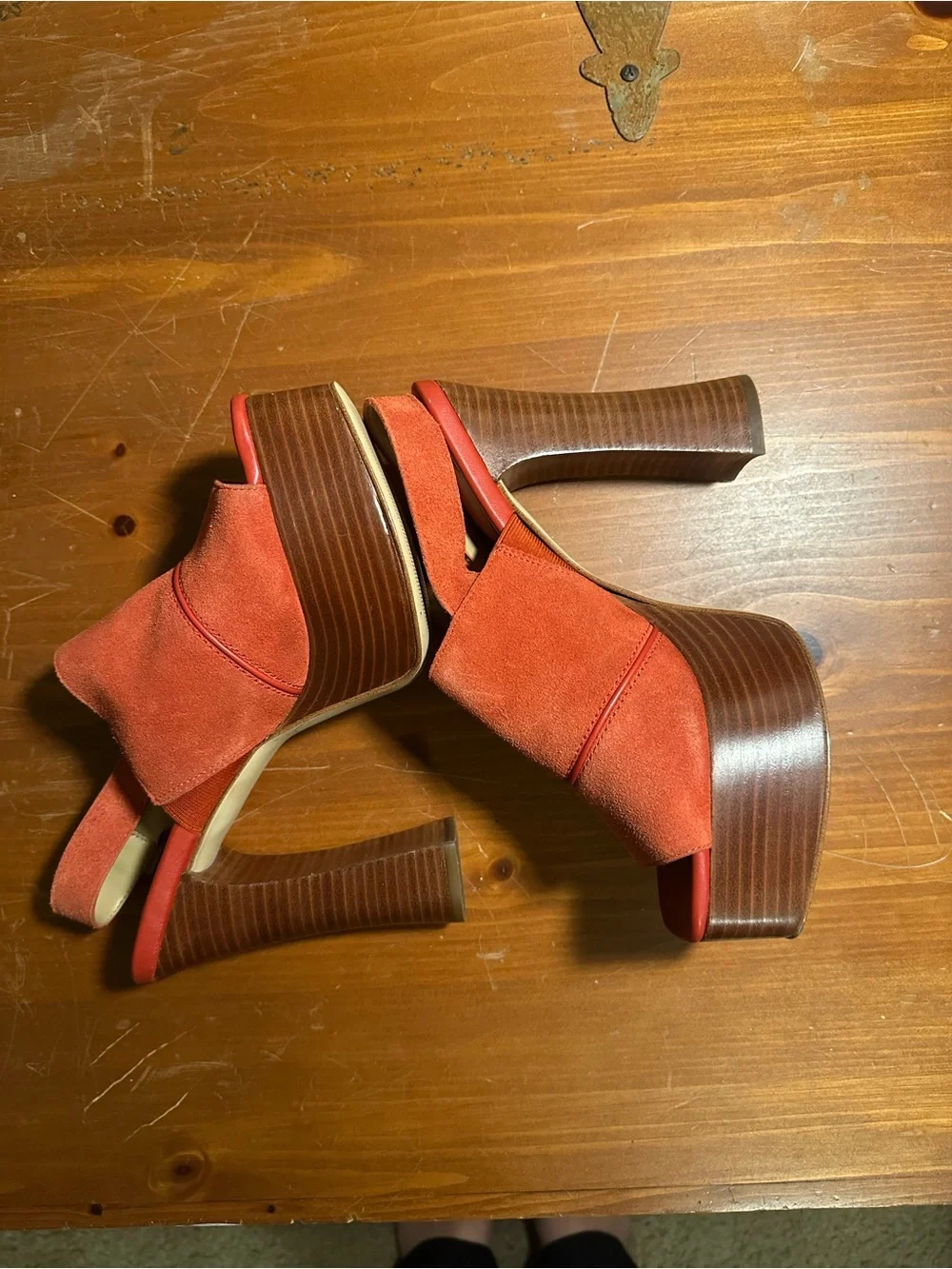Michael Kors Burnt Orange Suede Platform Sandals
